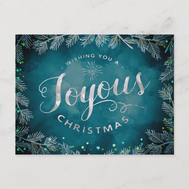 Joyful blue watercolor branches postcard (Front)