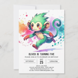 Joyful Bohemian Monkey Birthday Invitation