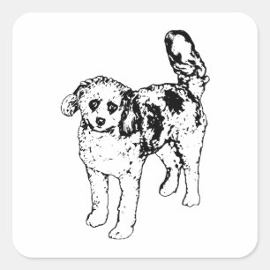 Joyful Bold Lines Festive Dog Seasonal Energy Square Sticker