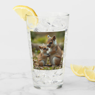 "Joyful Bond: Australian Mama and Baby Quokka" Glass