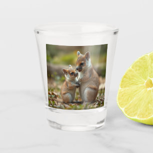 "Joyful Bond: Australian Mama and Baby Quokka" Shot Glass