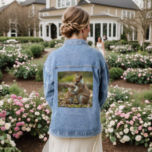 "Joyful Bond: Mama and Baby Quokka" Denim Jacket