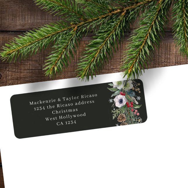 Joyful Botanical Christmas Personalised  Return Address Label (Joyful Botanical Christmas Personalized Label
by Ricaso. Add your own address, business or personal)