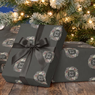 Joyful Botanical Christmas Personalised Wrapping Paper