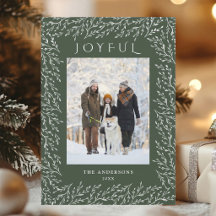 Joyful Botanical Christmas Photo Hunter Green