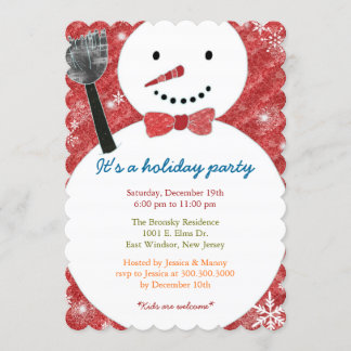 Joyful Bow Tie Snowman Holiday Party Invitation