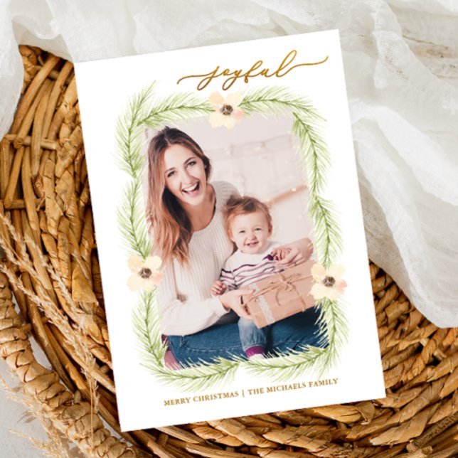 Joyful Branches Christmas Photo Holiday Card (Creator Uploaded)