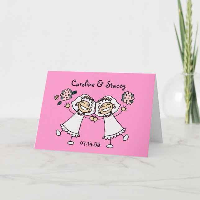 Joyful Brides Personalised Gay Lesbian Wedding Tha Thank You Card (Front)