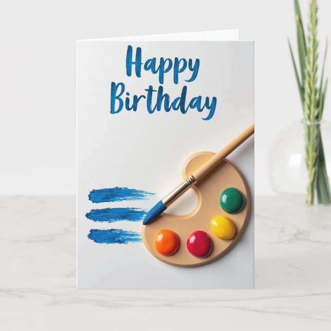 Joyful Brushstroke Birthday Card (Front)