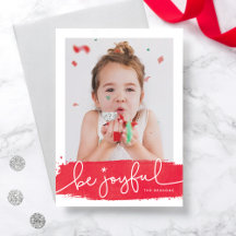 Joyful Brushstroke Holiday Photo Card