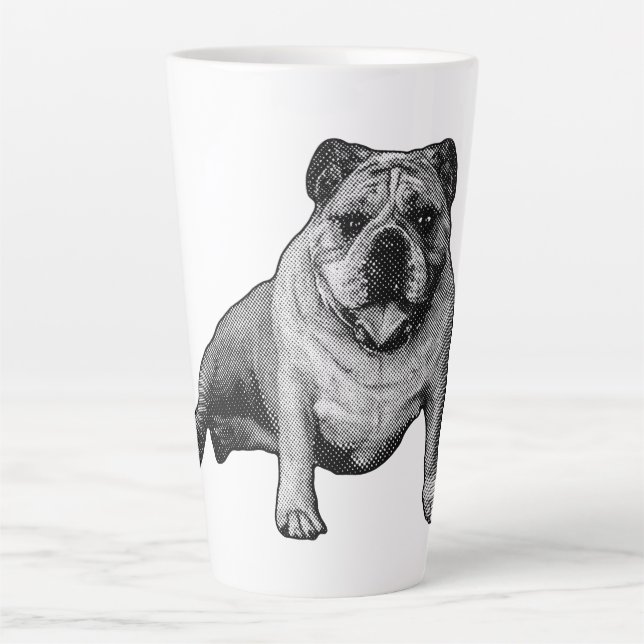 Joyful Bulldog with Bold Expression Latte Mug (Front)
