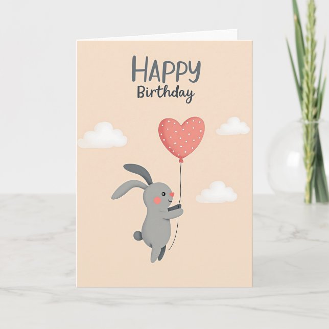 Joyful Bunny Balloon Card (Front)