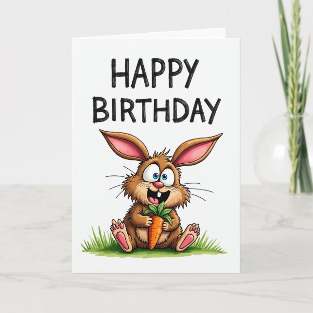 Joyful Bunny Illustration Card (Front)