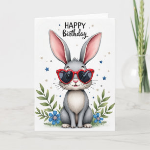 Joyful Bunny Shades Birthday Card