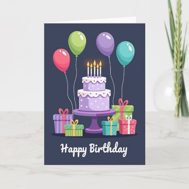 Joyful Cake Balloons Card (Front)