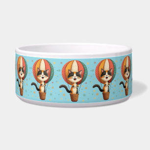 Joyful Calico Cat Sky Adventure Illustration