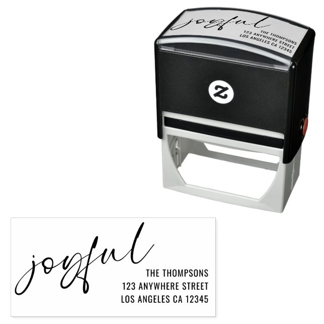 Joyful Calligraphy Return Name Address Self-inking Stamp (In Situ)