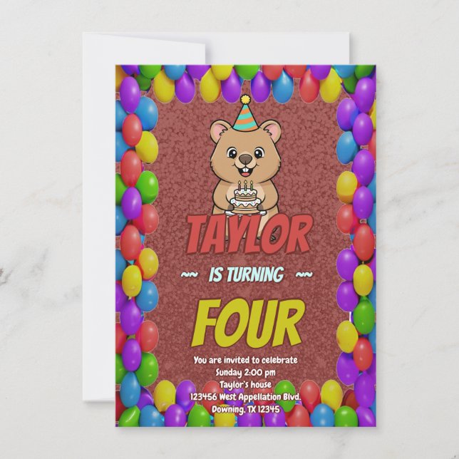 Joyful Capybara Birthday Invite (Front)