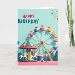 Joyful Carousel Birthday Card