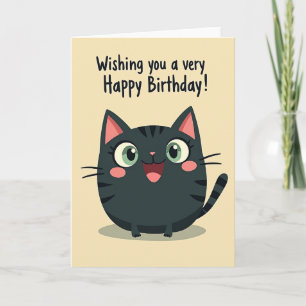Joyful Cartoon Cat Birthday Card