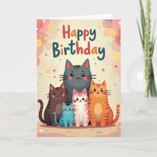 Joyful Cartoon Cats Card