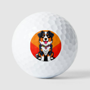 Joyful Cartoon Dog Illustration Golf Balls