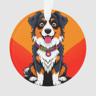 Joyful Cartoon Dog Illustration Ornament