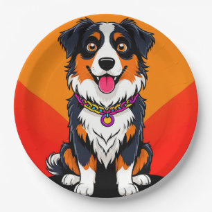 Joyful Cartoon Dog Illustration Paper Plate