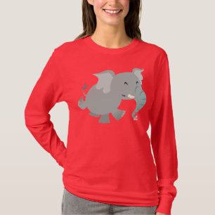 Joyful Cartoon Elephant Women T-shirt