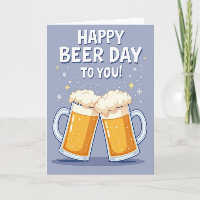 Joyful Cartoon Mugs Card (Front)