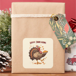 Joyful Cartoon Turkey Thanksgiving Sticker