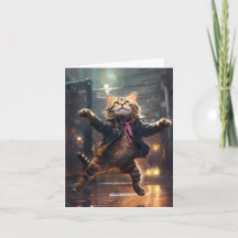 Joyful Cat Dancing In The Rain