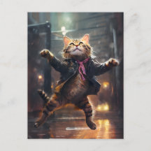Joyful Cat Dancing In The Rain