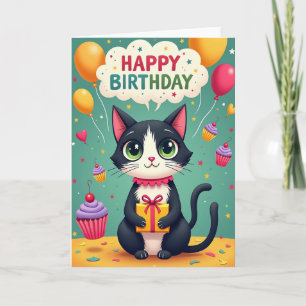 Joyful Cat Illustration Card
