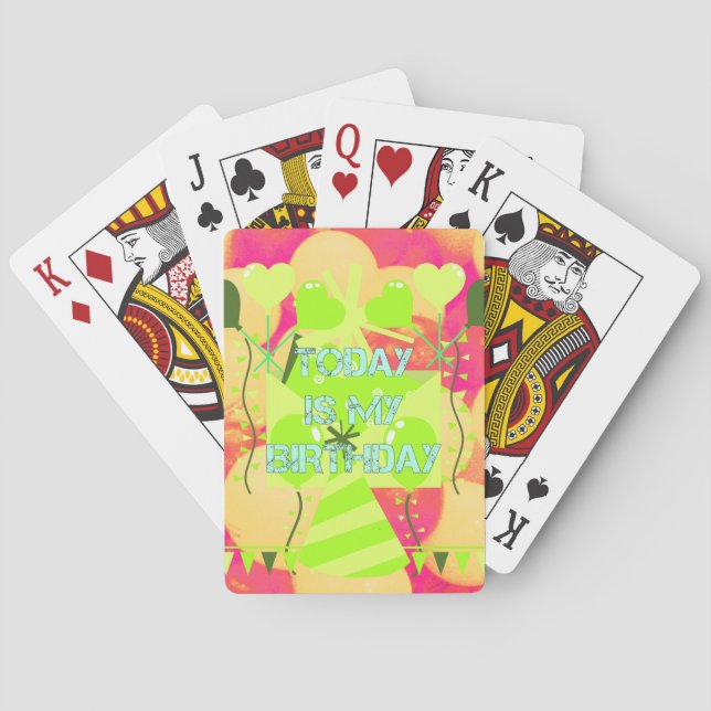 Joyful  Celebration Design: Today is My Birthday Playing Cards (Back)