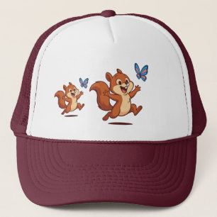 Joyful Chase – Happy Squirrel & Butterfly Trucker Hat
