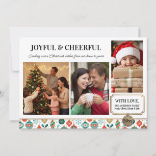 Joyful & Cheerfu Bold Stripes Christmas Photo Card