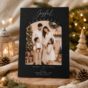 Joyful & Cheerful Script Arch Christmas Photo Holiday Card