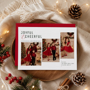 Joyful & Cheerful Staggered 3 Christmas Photo Holiday Card