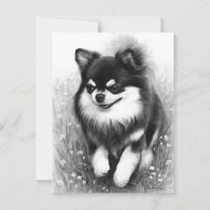 Joyful Chihuahua in Bloom Hand Painted Postcard