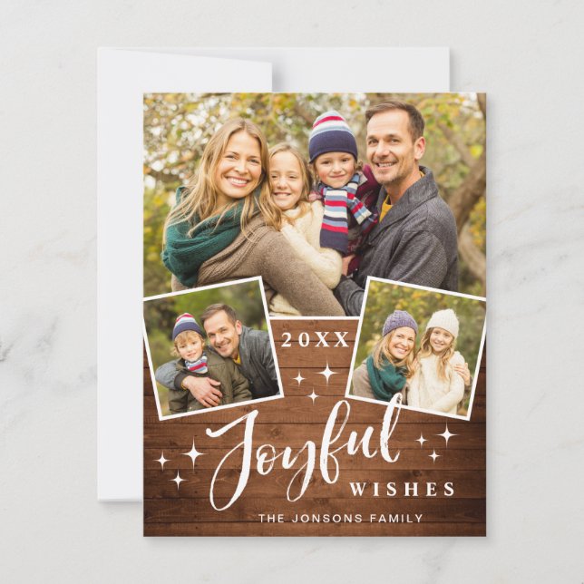 Joyful Christmas 3 PHOTO Holiday Greeting Card (Front)