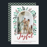 Joyful Christmas Arch Berries Foliage Photo Green Holiday Card<br><div class="desc">Joyful Christmas Arch Berries Foliage Photo Green Holiday Card</div>