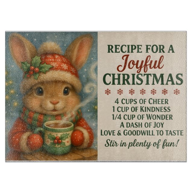 Joyful Christmas Bunny Cutting Board (Front)