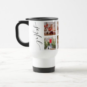 Joyful Christmas Calligraphy Script Photo Picture Travel Mug