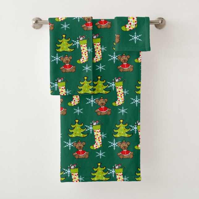 joyful Christmas decorations Bath Towel Set (Insitu)