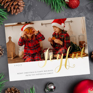 Joyful Christmas Family Photo Modern Script