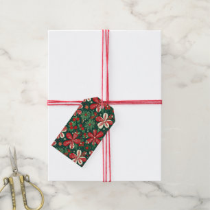 Joyful Christmas Flowers and Stars Gift Tags