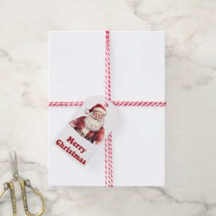 Joyful Christmas gift tags featuring Santa Claus