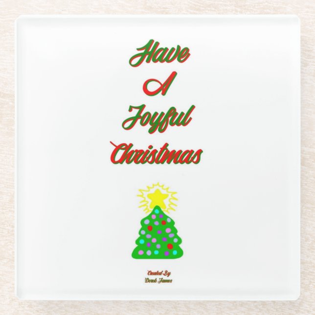 Joyful Christmas Glass Coaster (Front)