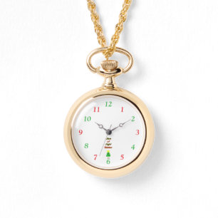 Joyful Christmas Gold Necklace Watch